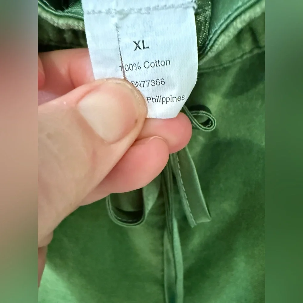 J Crew Green Cotton Velvet and Satin Drawstring Pants Size XL